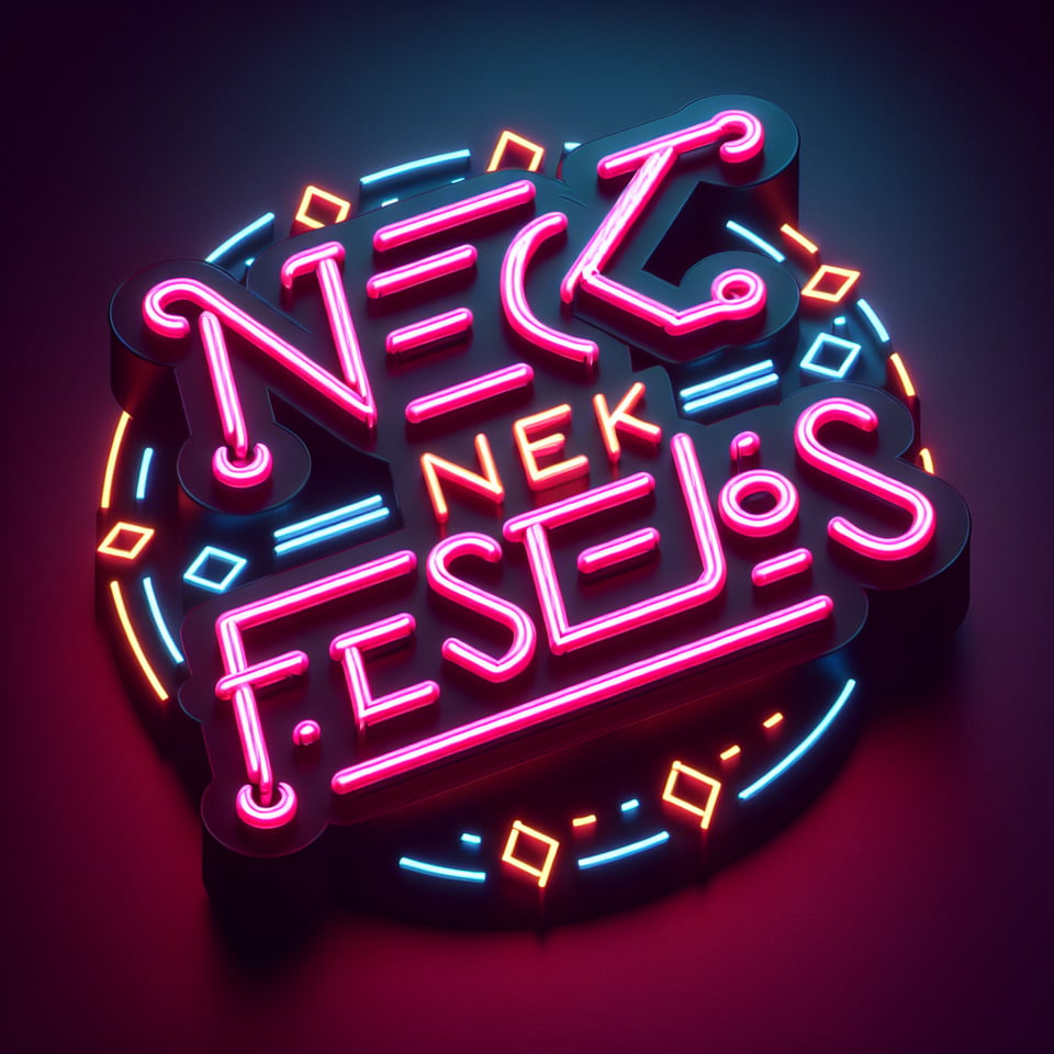texto Nec Nek Festejos en tipografia moderna y futurista en colores neontypography3d render text effect image