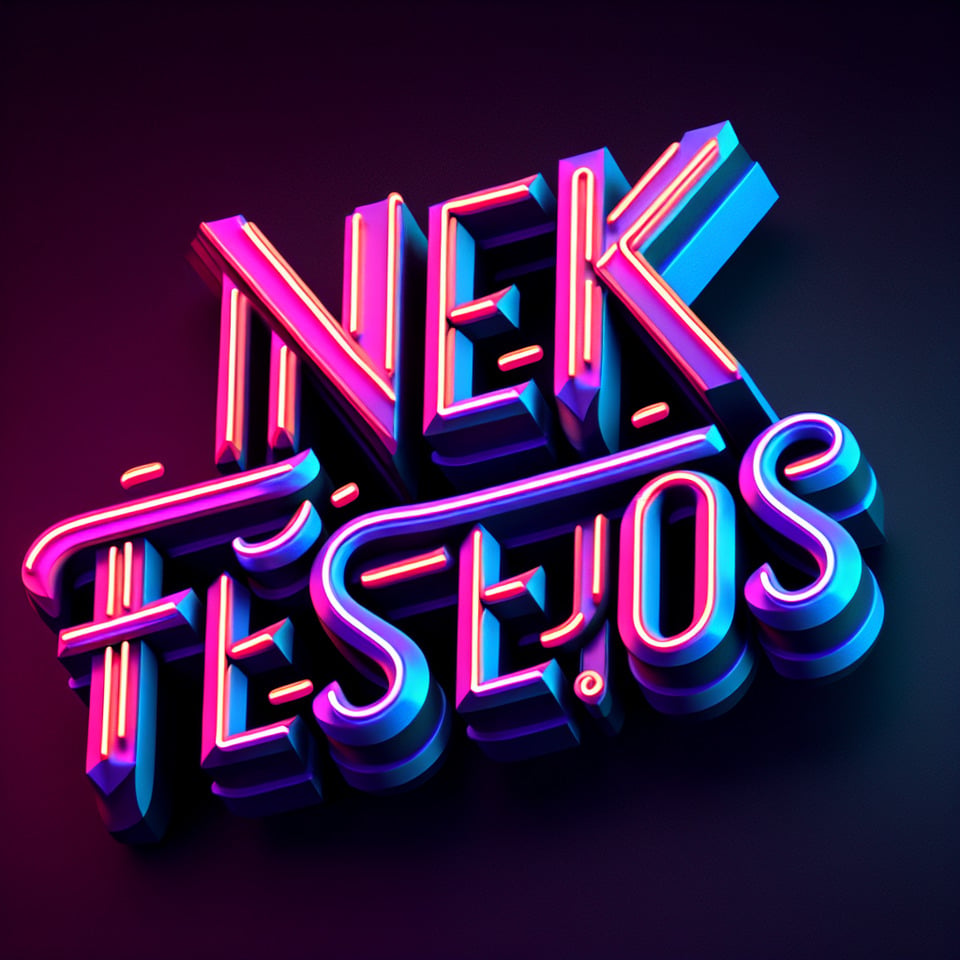 texto Nec Nek Festejos en colores neontypography3d render text effect image