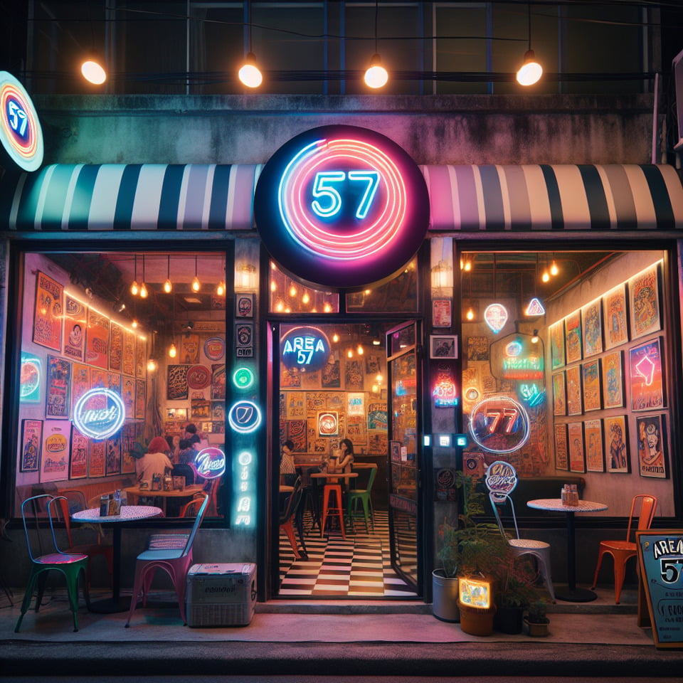 AREA 57 CAFE text effect image