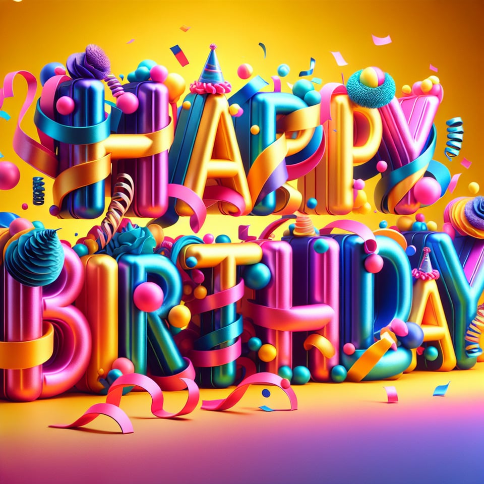 happy birthday colour full 3d text text effect image