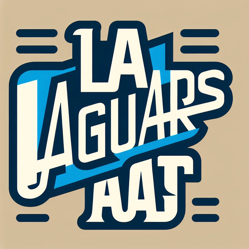 Make a sample text with LA Jaguars in blue and white color for logo. Without shadow.typographyillustrationposter text effect image