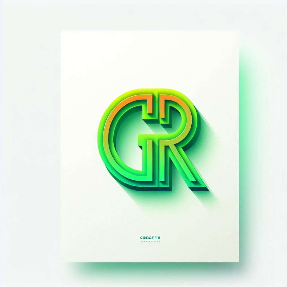 text G.R Green gradient text effect on white backgroundVery simple 3d text logo text effect image