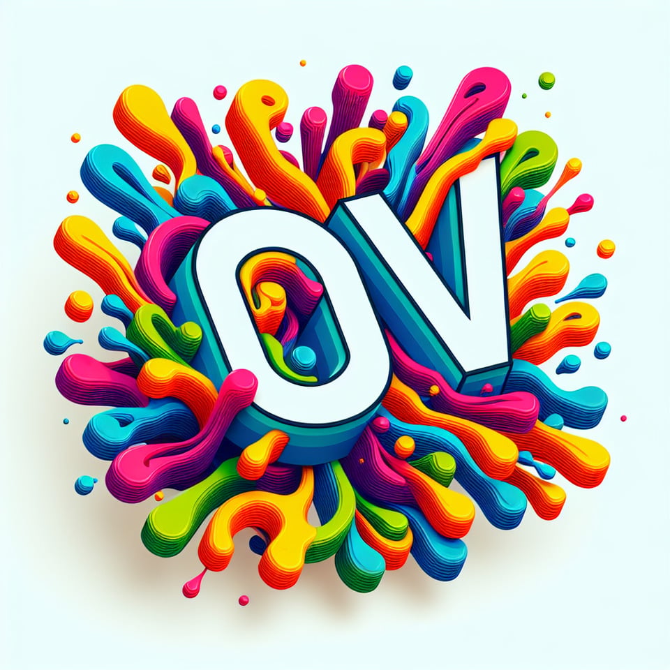 Text ODV colorful splash 3d text on white backgroundtypography text effect image