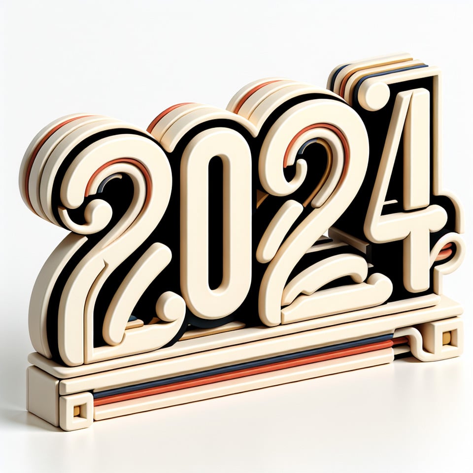 Pixar style text 2024 font,on white background text effect image