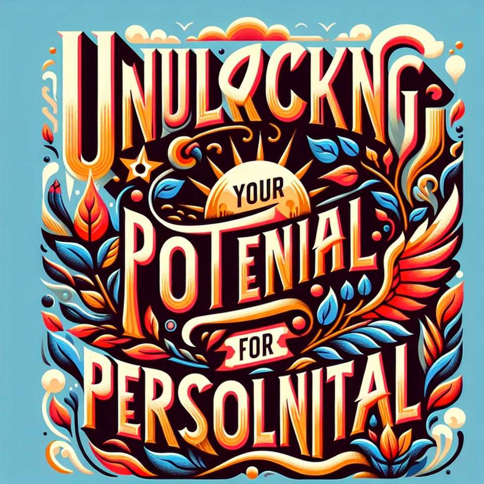make a title of UNLOCKING YOUR POTENTIAL FOR PERSONAL GROWTH typography text effect image