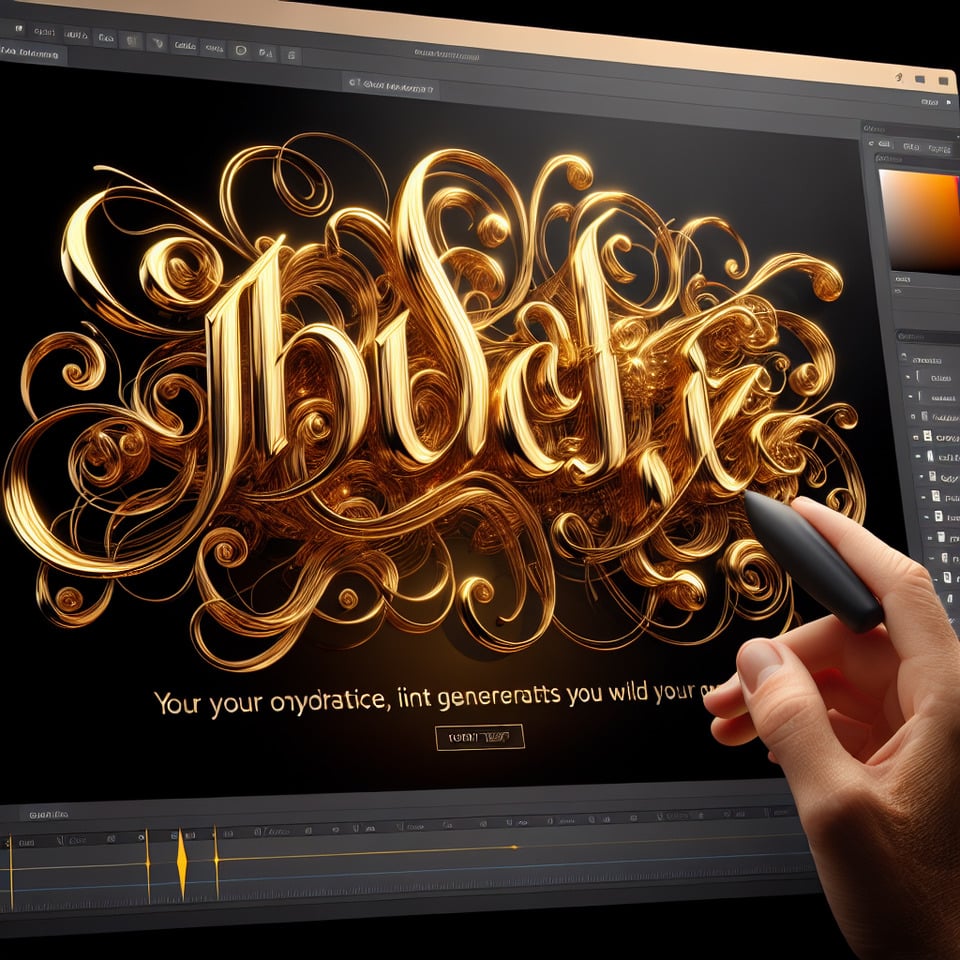 gold shiny text generator in cersive language online text effect image