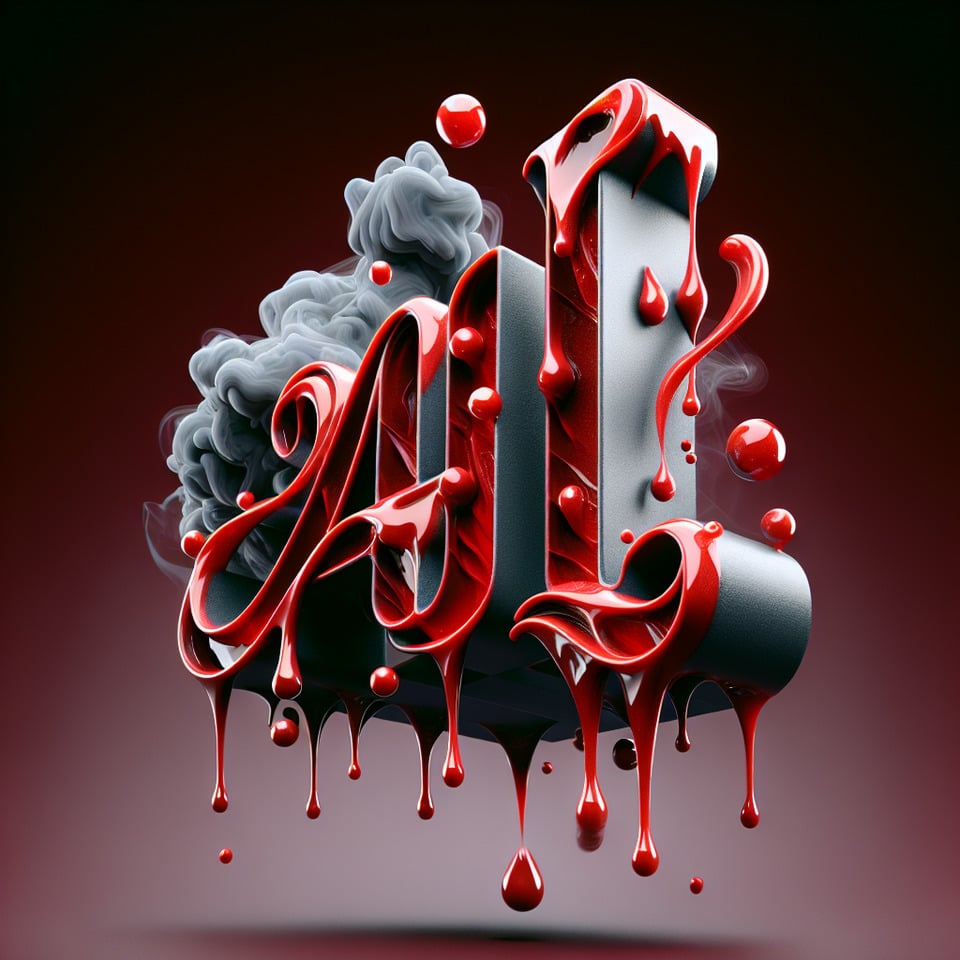 Text Ali bloody dropping splash 3d text and smoky backgroundphoto text effect image