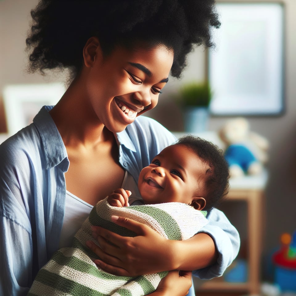 african young mother with her child text effect image
