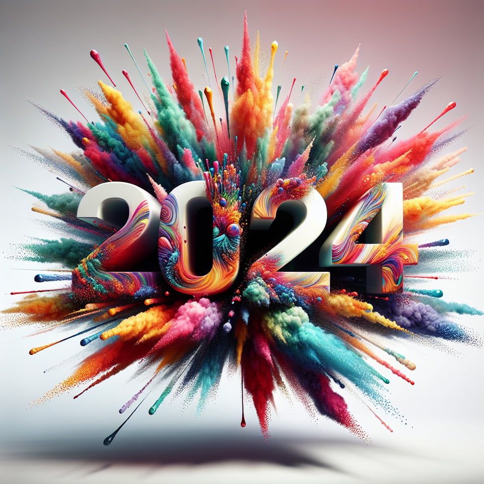 Text 2024 colorful splash 3d text text effect image