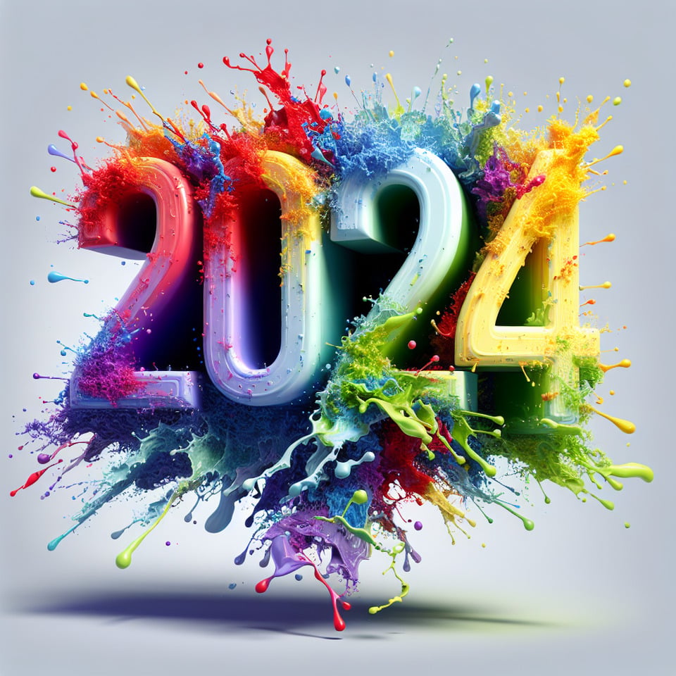 Text 2024 colorful splash 3d text text effect image