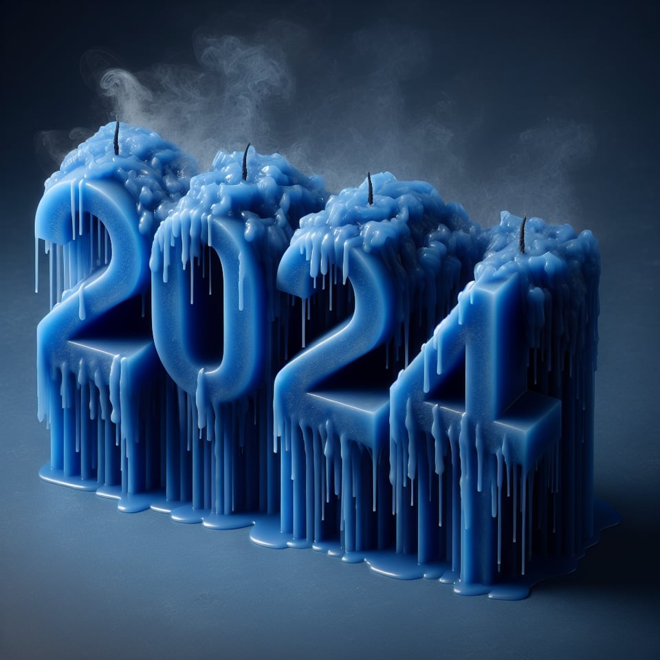 Text 2024 Cobalt Blue Candle Wax Drip 3d text and smoky background text effect image