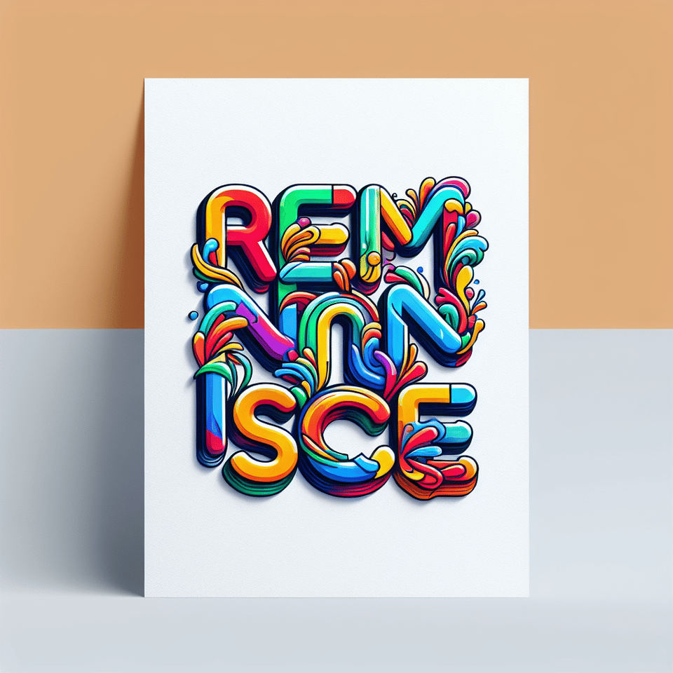 Text reminisce colorful lettering in white background text effect image