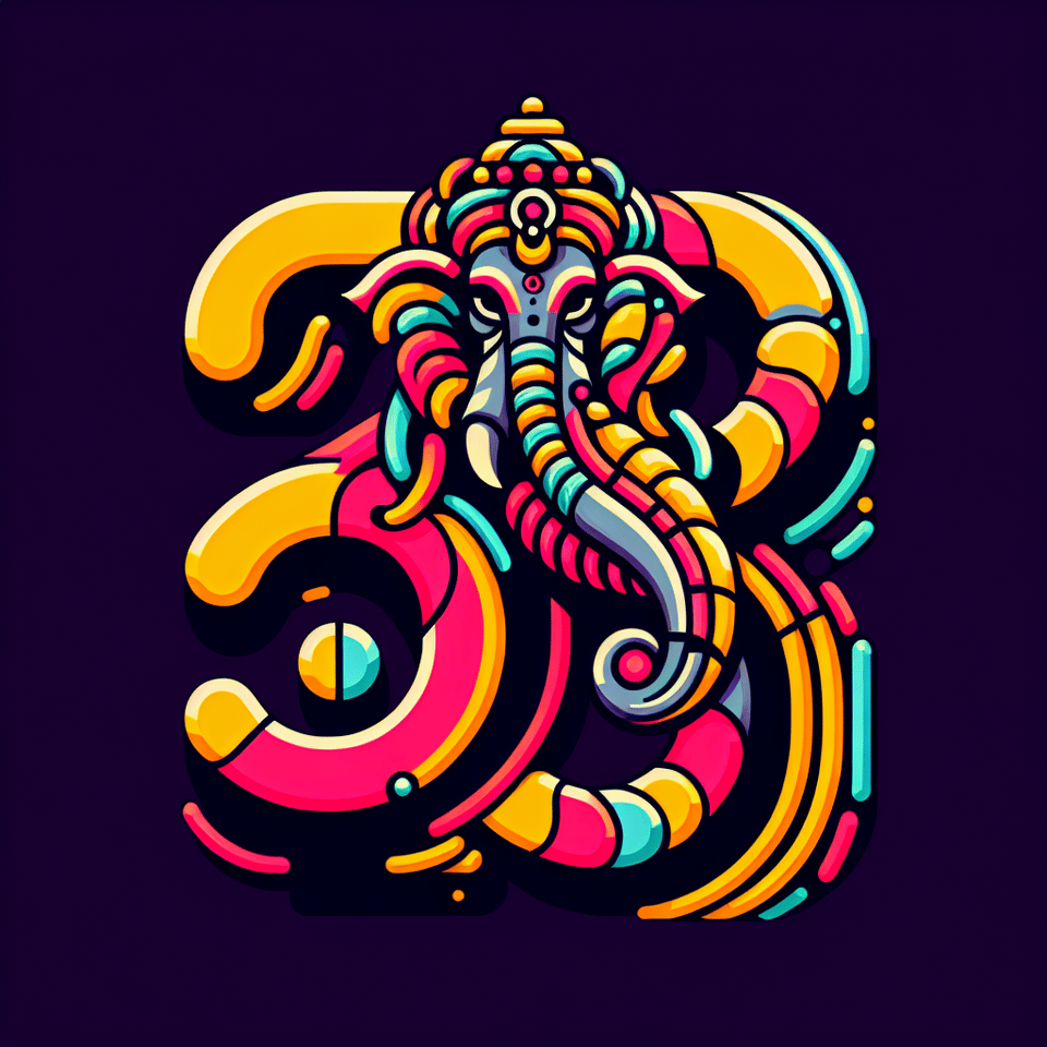 90 th font with ganpti style text effect image