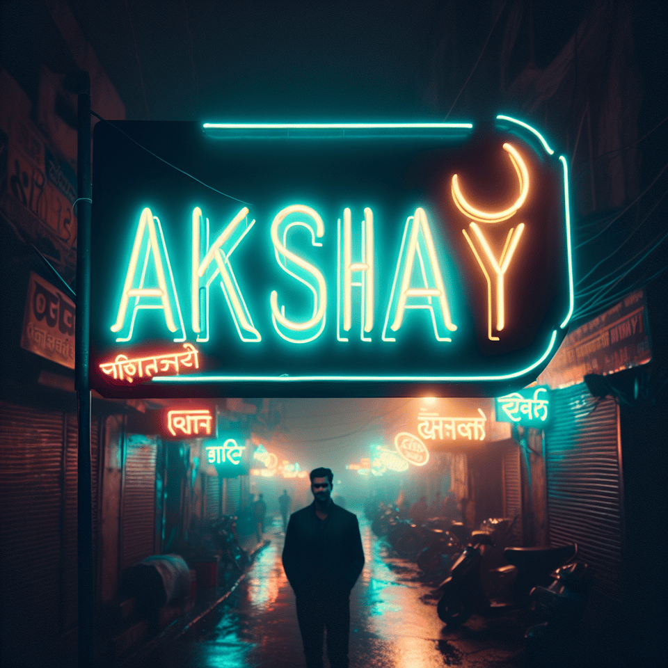 text Akshay as a neon sign text effect image