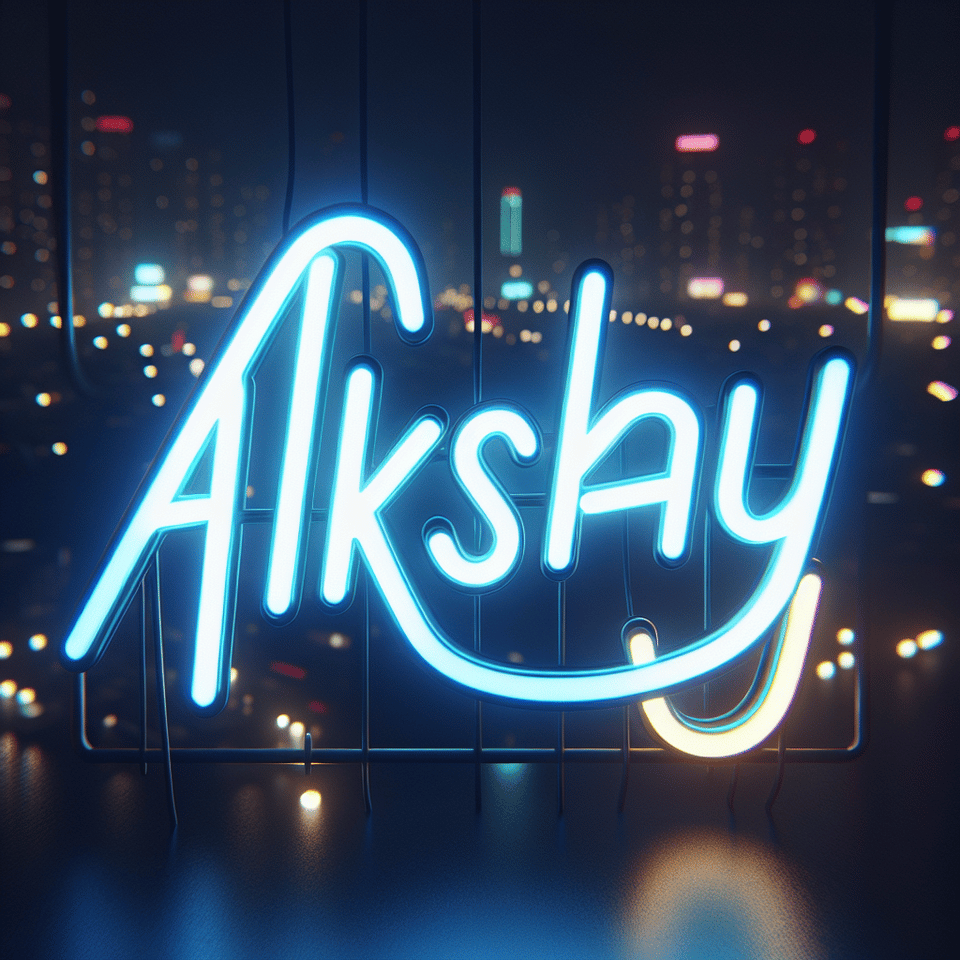 text Akshay as a neon sign text color bluewhite text effect image