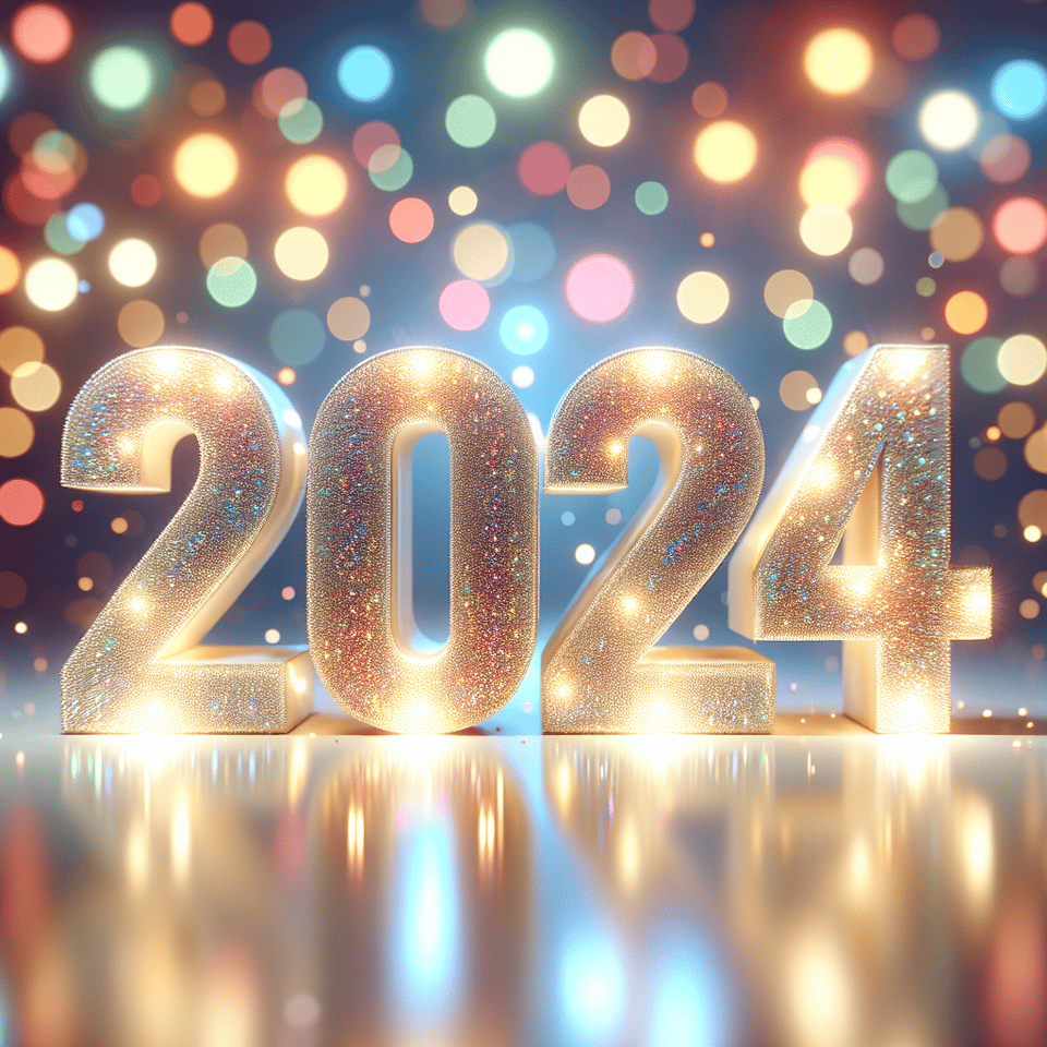 text 2024 lettering with bokeh on white background text effect image