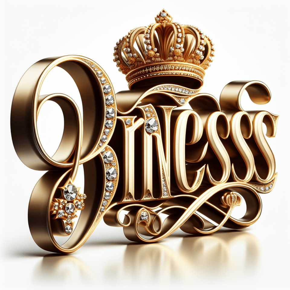 text Princess golden luxury text effect with crown and diamond on white background text effect image