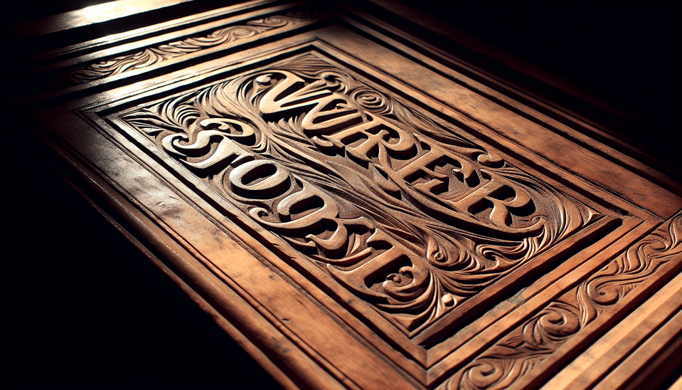 text Water Sort Carved in Rectangular Wooden panel text effect image