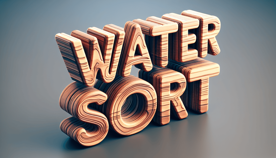 Water Sort 3d text in wooden font text effect image