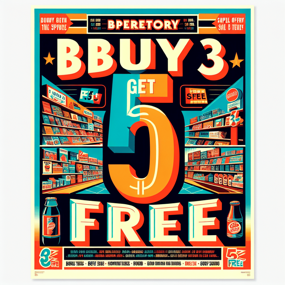 buy 3 get 5 free text effect image