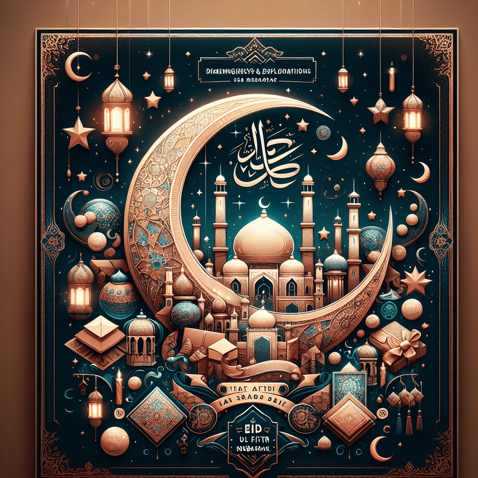 A captivating and innovative Eid Ul Fitr Mubarak poster by Time Travel & Tours. The design embodies warmth, happiness, and unity, making it the perfect greeting for the festive occasion. text effect image