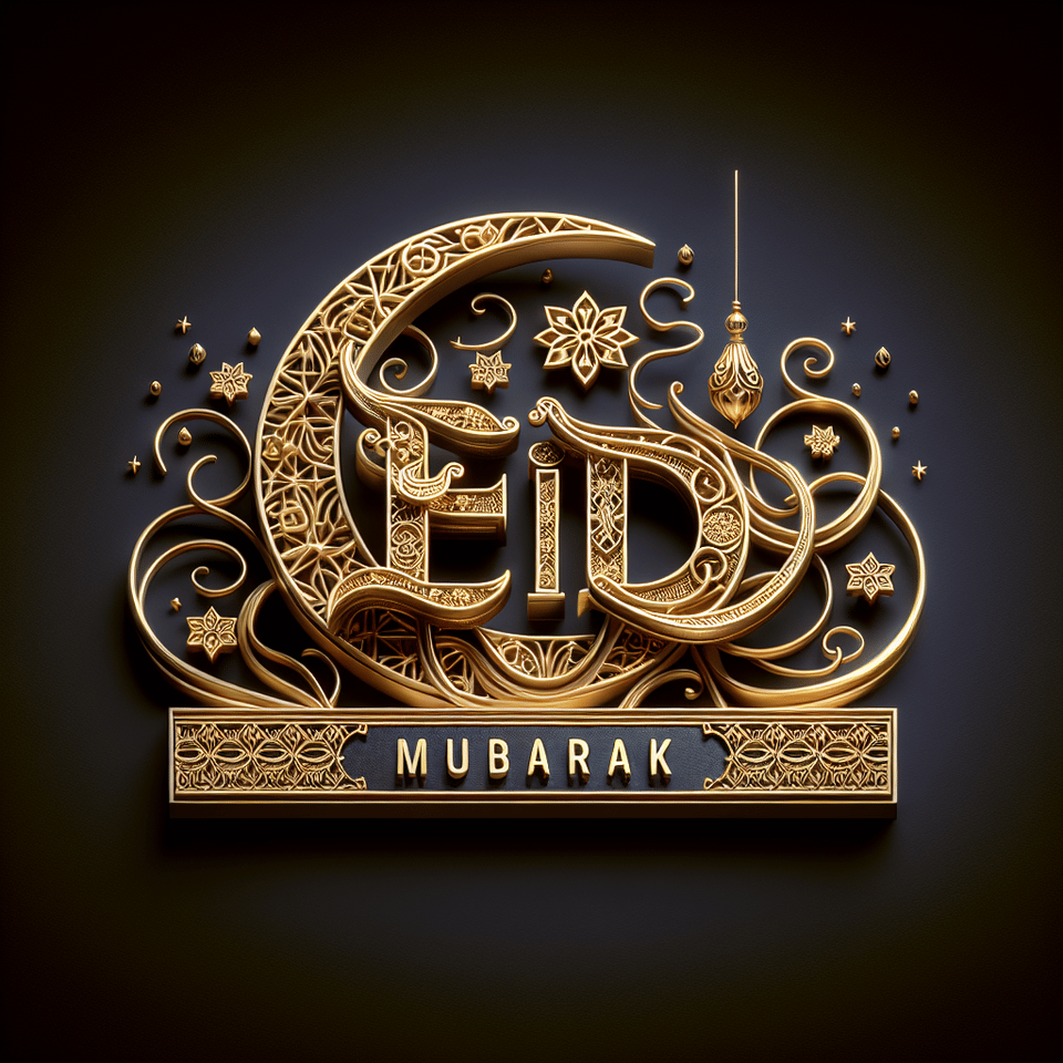'make 3d golden text of EID MUBARAK' text effect image