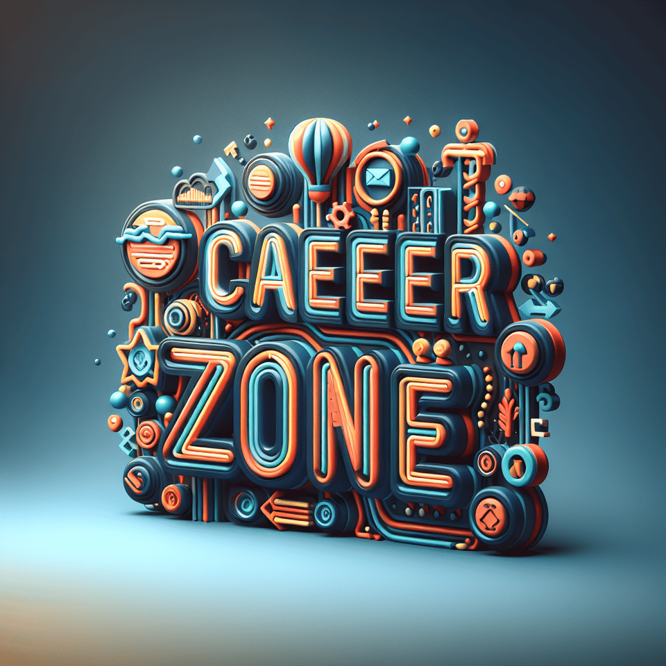 CAREER ZONE, 3d render, illustration, typography text effect image
