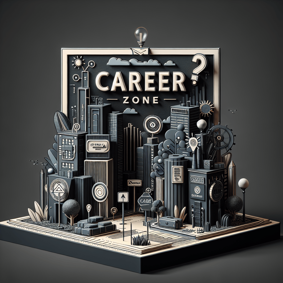 CAREER ZONE, 3d render, illustration, typography, conceptual art, cinematic text effect image