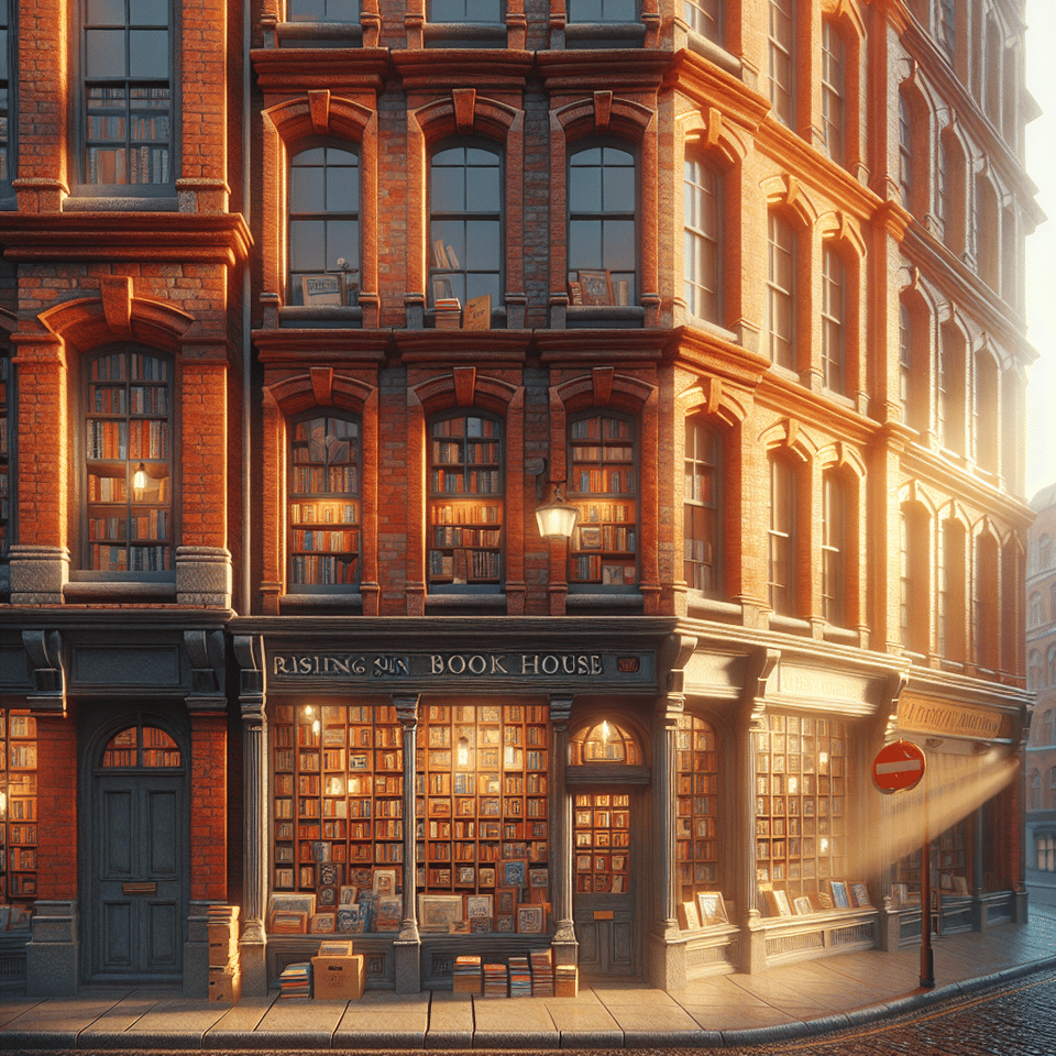 Rising Sun Book house, illustration text effect image