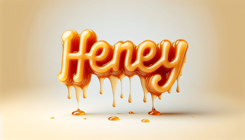 The word Honey made from honey all sticky and thick and runny, a 3s effect to it text effect image