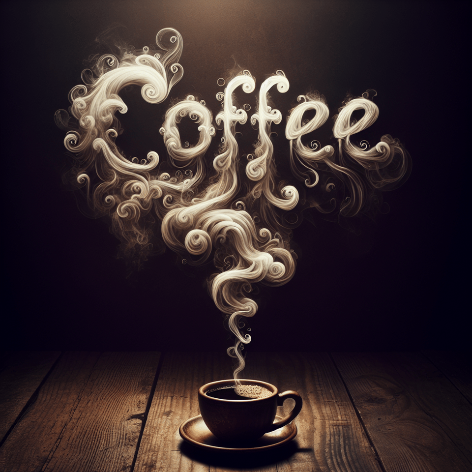 text Coffee made from the hot steam swirling up from a steamy hot cup of coffee text effect image