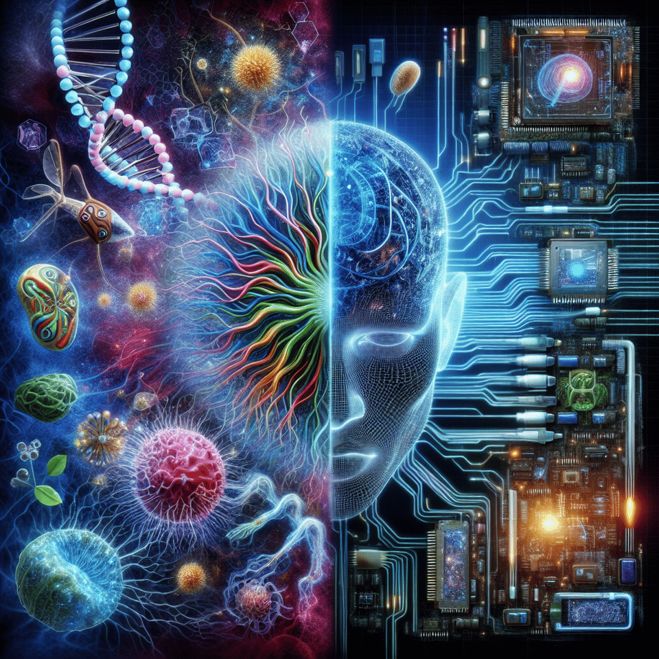 Bioelectronics is the merging of biology and electronics, focusing on the development of devices, materials, and technologies for healthcare and human-machine interfaces text effect image