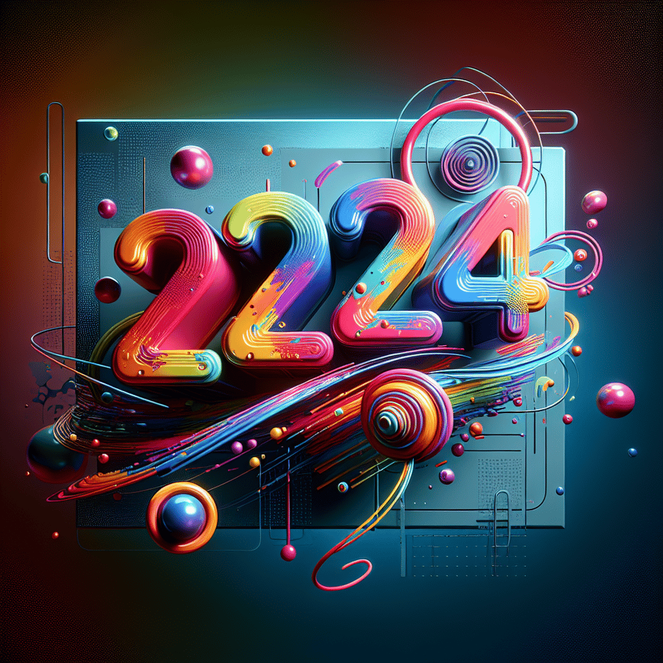 Text 2024 colorful splash 3d text and futeristic text effect image