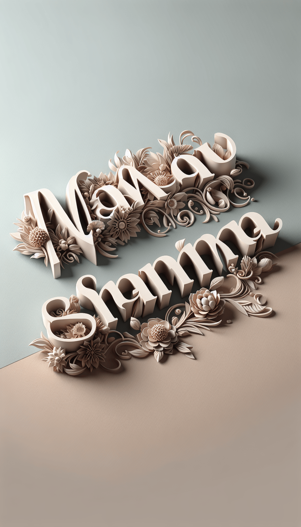 Madhav Sharma written in floral text, 3d render, typography text effect image