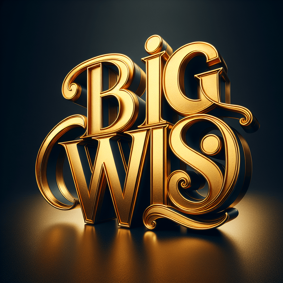 BIG WIN Text creative done in Gold material text effect image