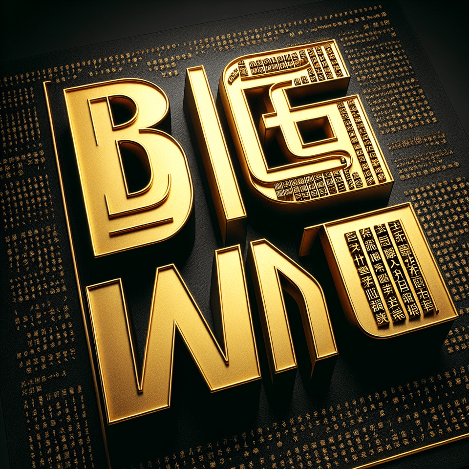 BIG WIN Text creative done in Gold material Font should resemble Asian language text effect image