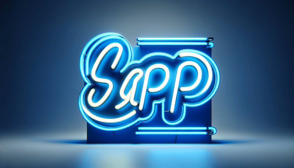 text SAPP blue neon led style text effect background on white background, cinematic, 3d render, typography, poster, illustration, photo text effect image