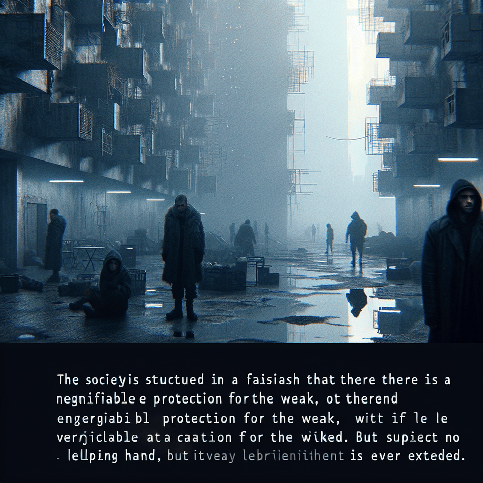 This is a society where weaklings are neither protected nor forgiven text effect image