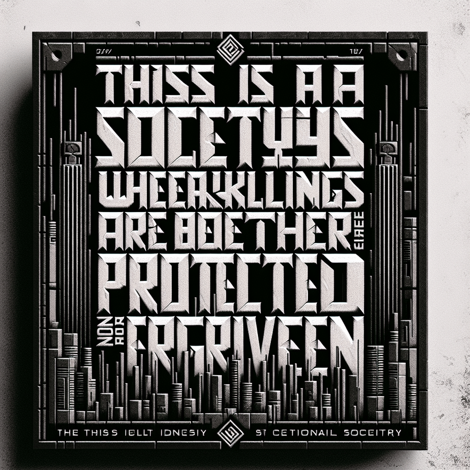 This is a society where weaklings are neither protected nor forgiven , typography text effect image