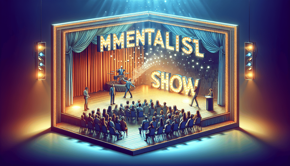 Mentalism Show, illustration, 3d render, typography text effect image
