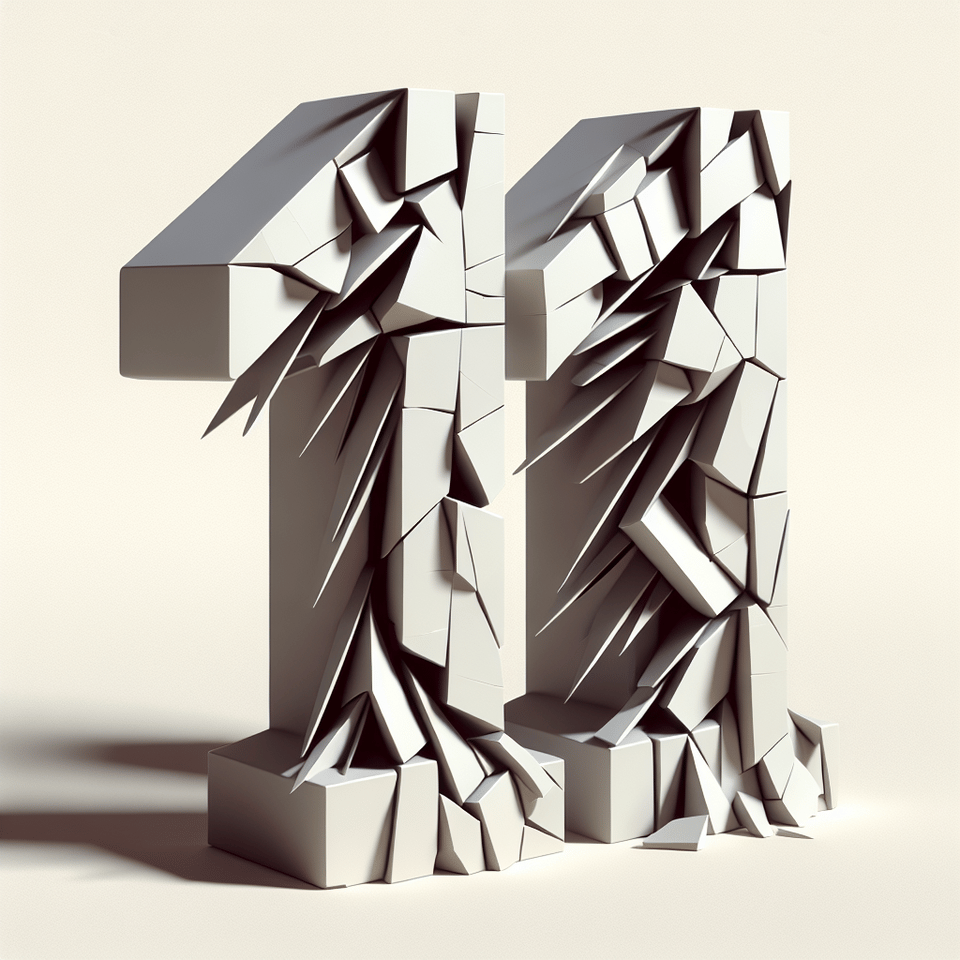 11 problem written in a 3d broken effect text effect image