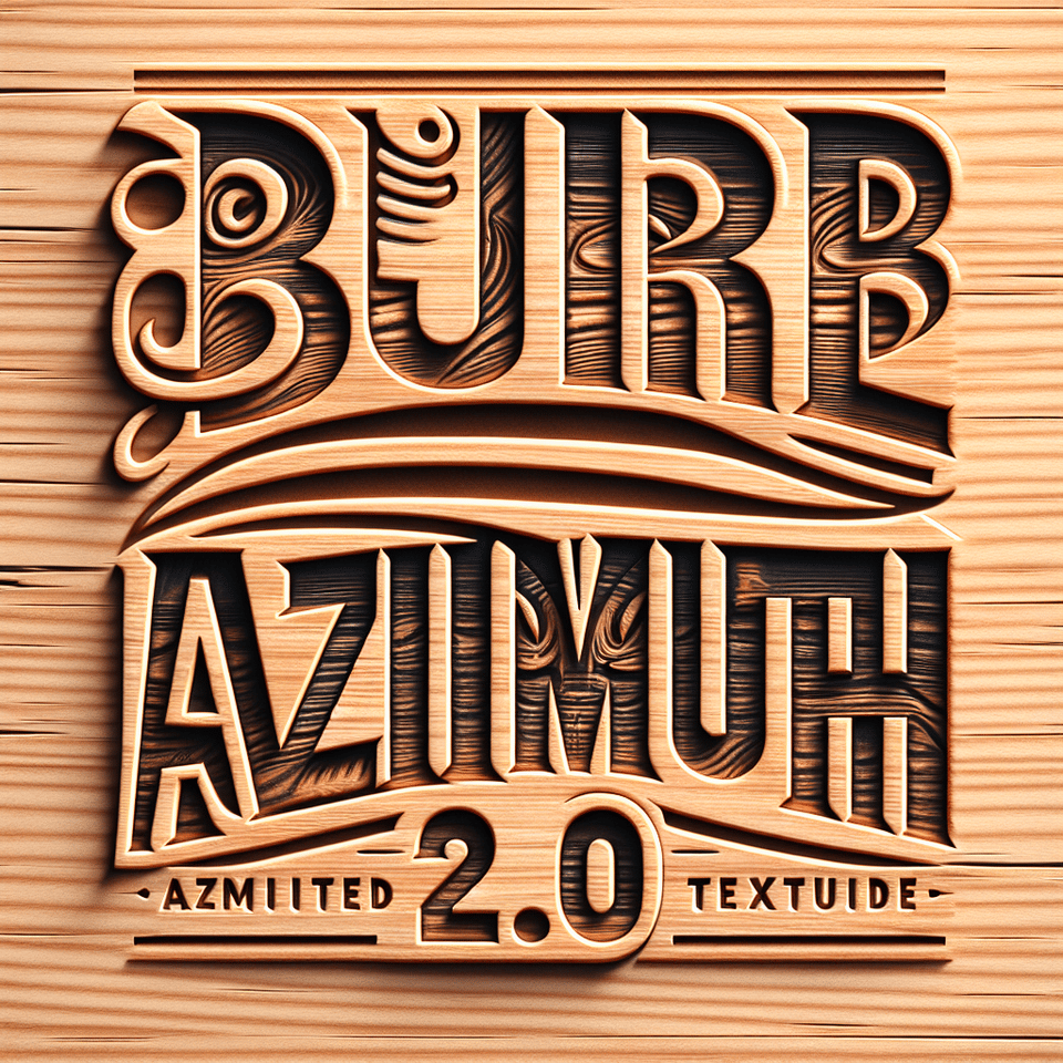 i want a wooden font style for the word 'Blurb Azimuth 2.0' text effect image