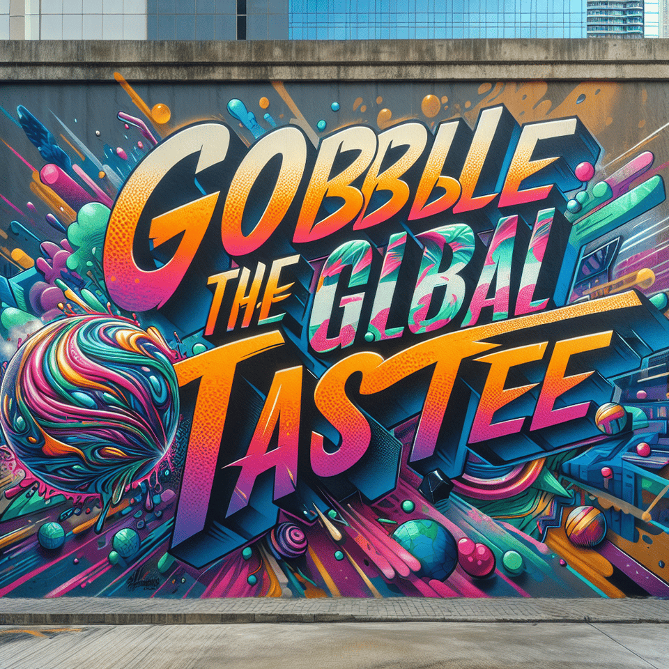 Gobble the Global Taste!, vibrant, graffiti, typography text effect image
