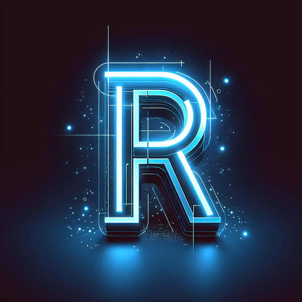 R Digital text effect image