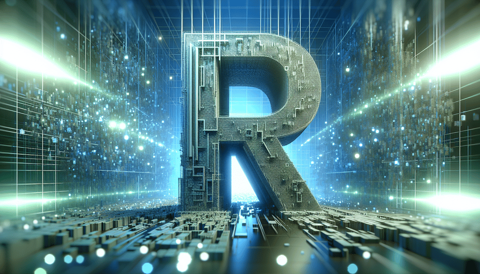 R Digital text effect image