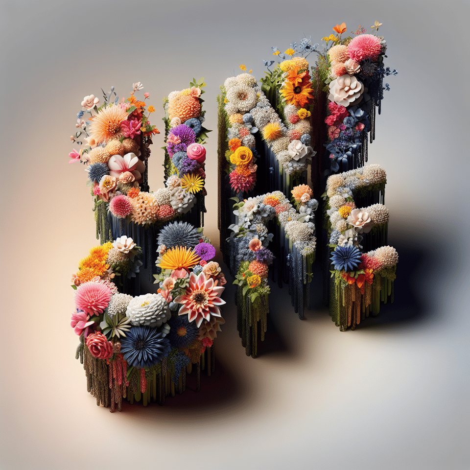 textUNCHAINED three-dimensional, made of flower, gorgeous, with a light gradient background. text effect image