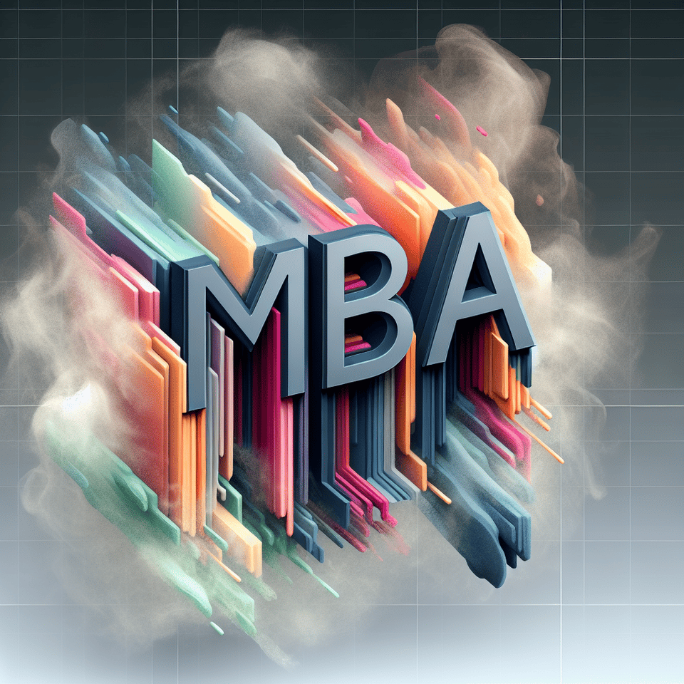 Text mba colorful splash 3d text and smoky transparent background, Realistic detailed view. text effect image