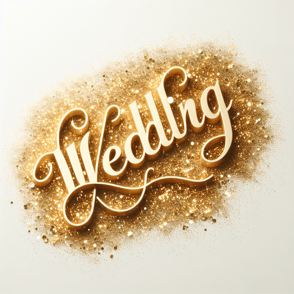 text WEDDING glitter gold text effect on white background text effect image