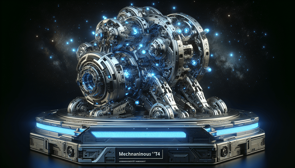 MECHNANIMOUS'T4, 3d render, poster text effect image