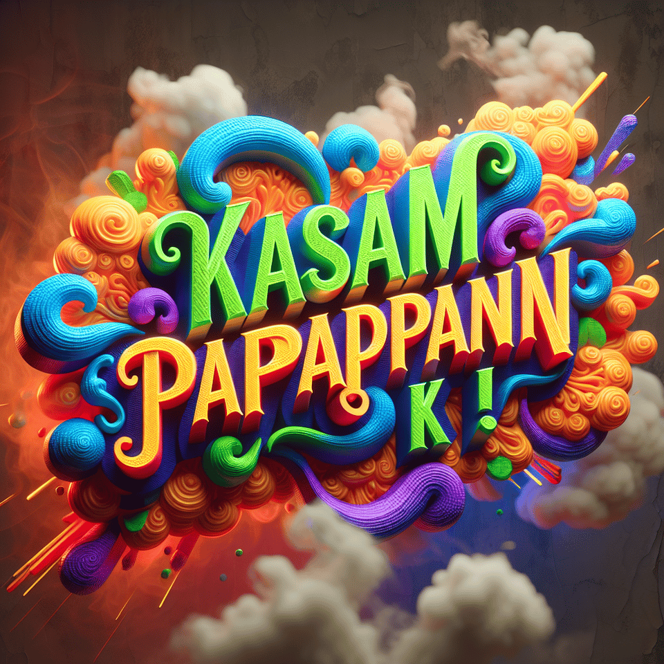 Text Kasam PappadPani ki! colorful splash 3d text and smoky background text effect image